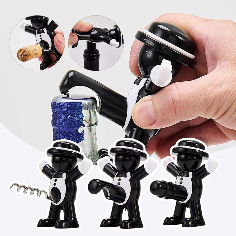 Wine In Beer Bottle - Black Cool Man Bottle Opener Effortless