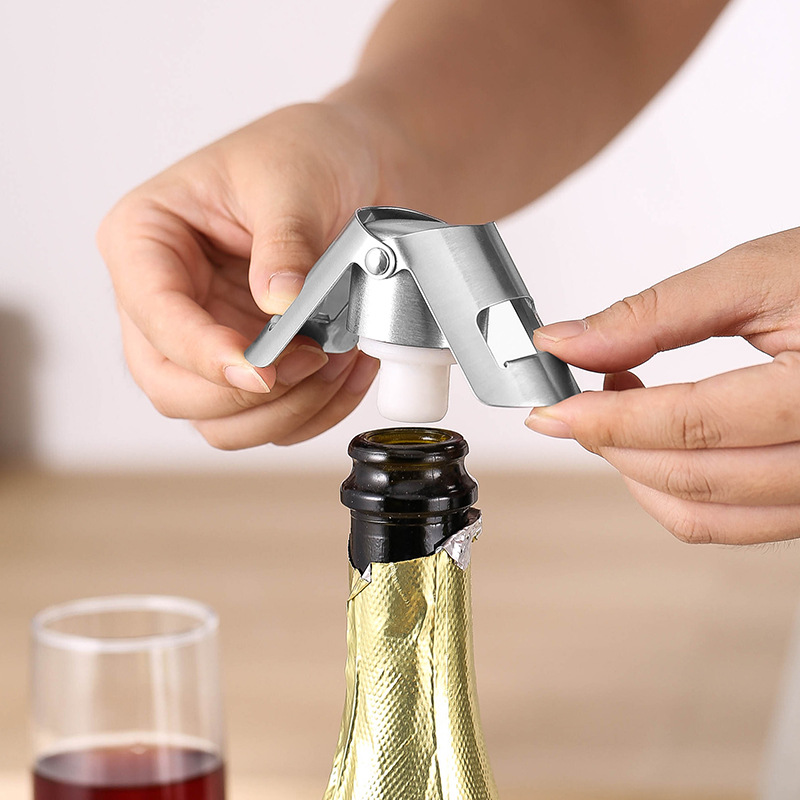 Wine In Beer Bottle - Portable Steel Champagne Bottle Stopper Shiny