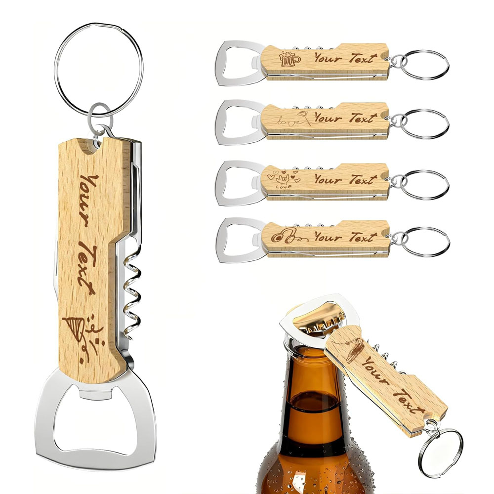 Wine In Beer Bottle - Custom Engraved Logo Bottle Opener Keychain