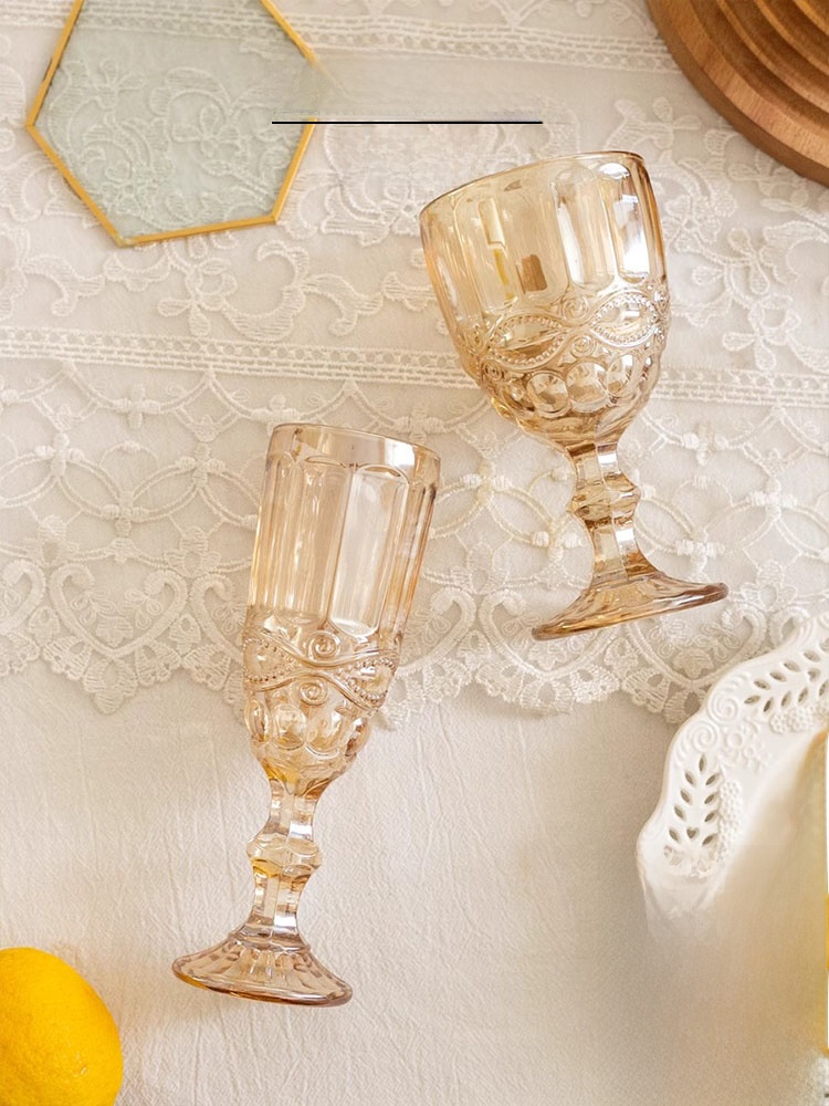 Wine Beer Foot - Amber Relief High Foot Champagne Glass