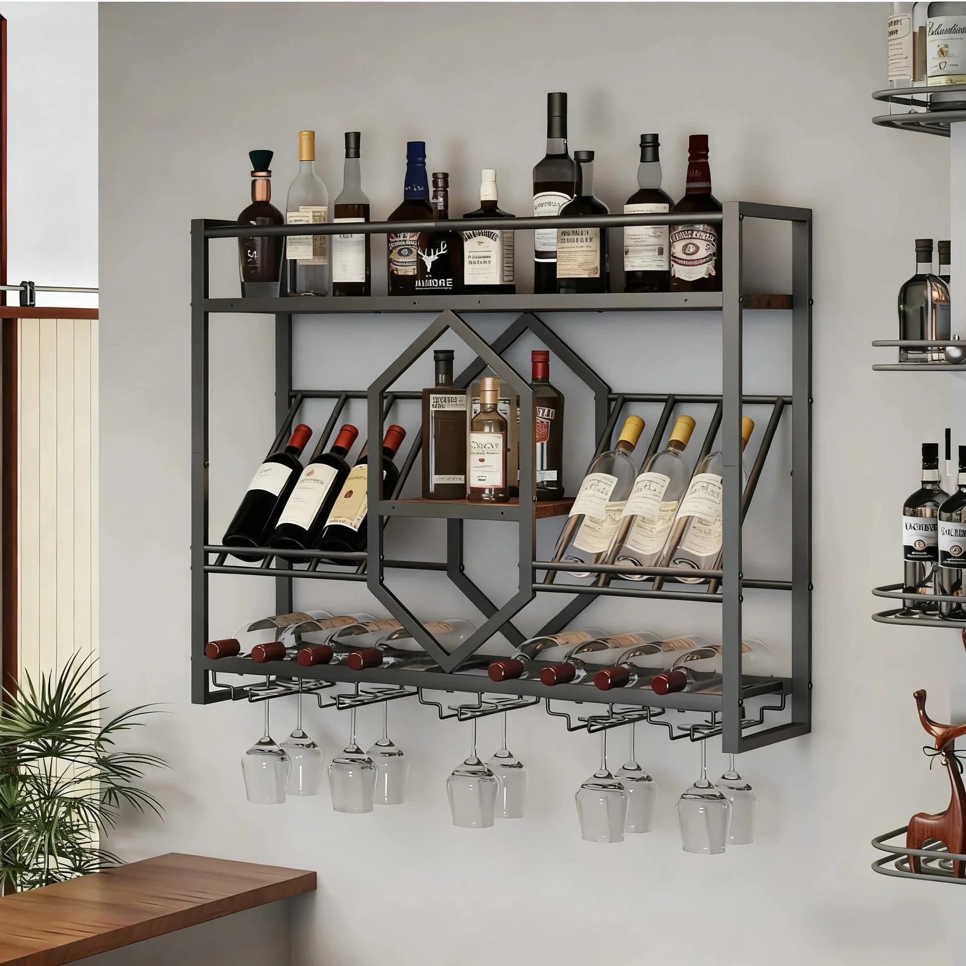 Wrought iron bar wine rack, wa - огляд і ціна Wine Rack Wall Mount