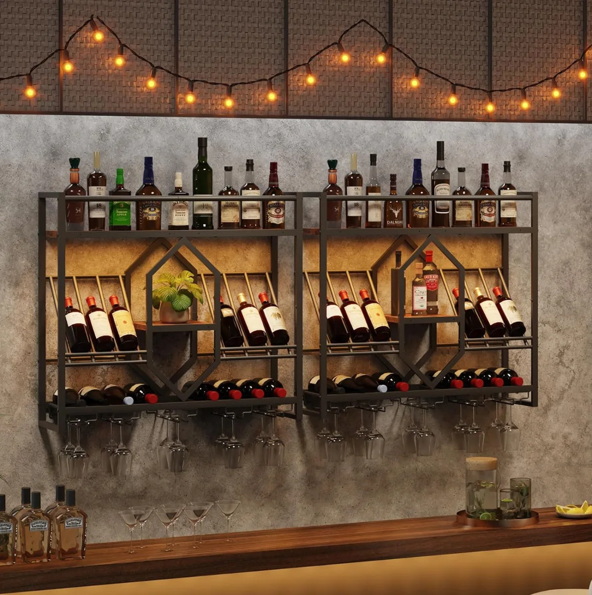 Wrought iron bar wine rack, wa - огляд і ціна Wine Rack Wall Mount