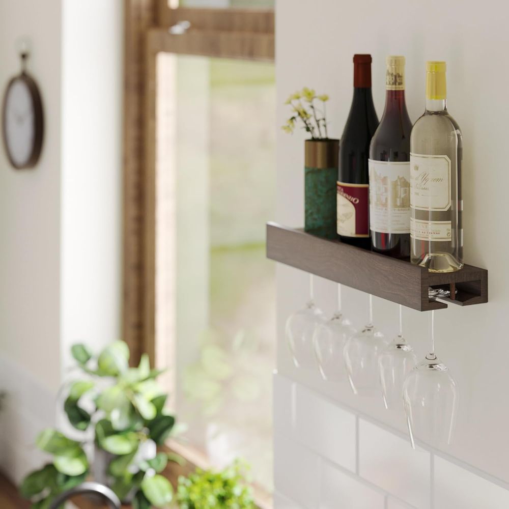 Wall Mounted Wood Floating Win - огляд і ціна Wine Rack Wall Mount