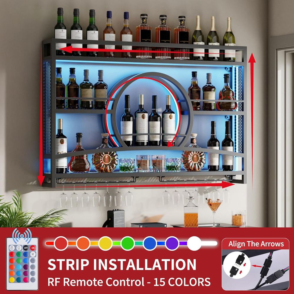 3-Tiers 46in Wine Rack Wall Mo - огляд і ціна Wine Rack Wall Mount