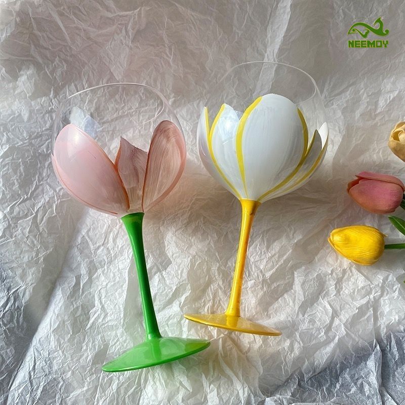 Middle Aged Tulip Painted Glas - огляд і ціна Wine Beer Foot